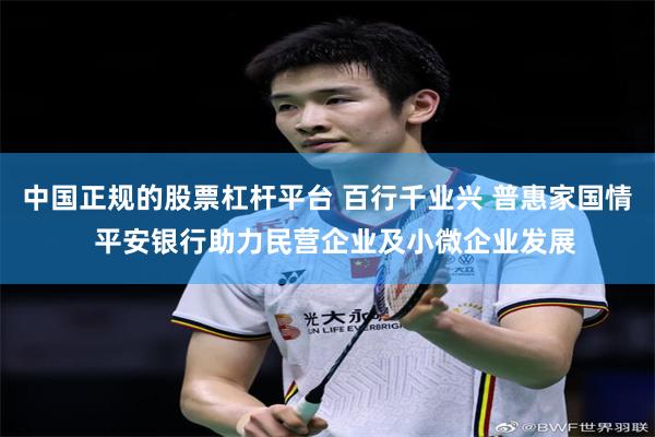 中国正规的股票杠杆平台 百行千业兴 普惠家国情  平安银行助力民营企业及小微企业发展