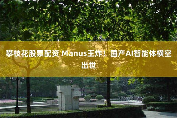 攀枝花股票配资 Manus王炸！国产AI智能体横空出世