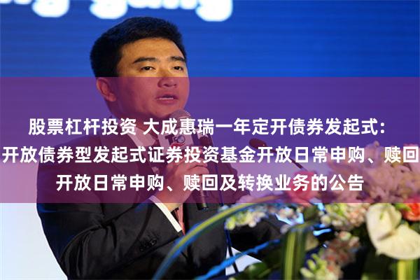 股票杠杆投资 大成惠瑞一年定开债券发起式: 大成惠瑞一年定期开放债券型发起式证券投资基金开放日常申购、赎回及转换业务的公告