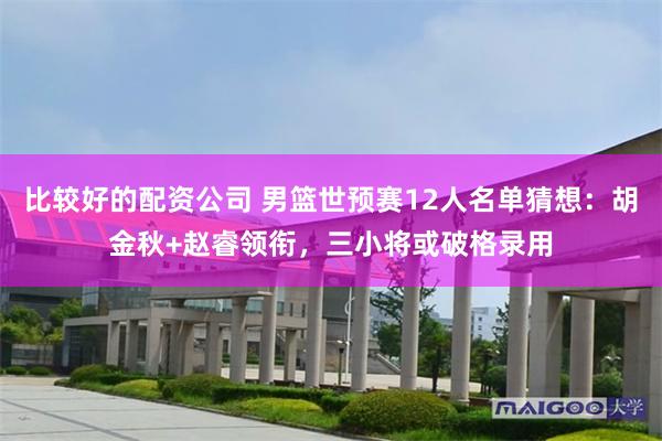 比较好的配资公司 男篮世预赛12人名单猜想：胡金秋+赵睿领衔，三小将或破格录用