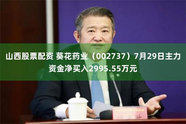 山西股票配资 葵花药业（002737）7月29日主力资金净买入2995.55万元