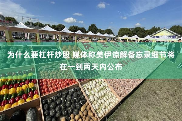 为什么要杠杆炒股 媒体称美伊谅解备忘录细节将在一到两天内公布