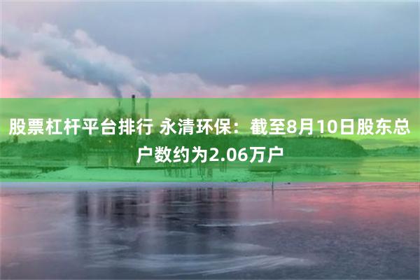 股票杠杆平台排行 永清环保：截至8月10日股东总户数约为2.06万户