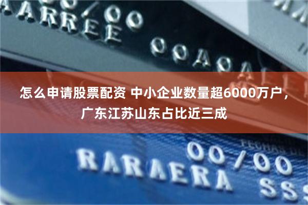 怎么申请股票配资 中小企业数量超6000万户，广东江苏山东占比近三成