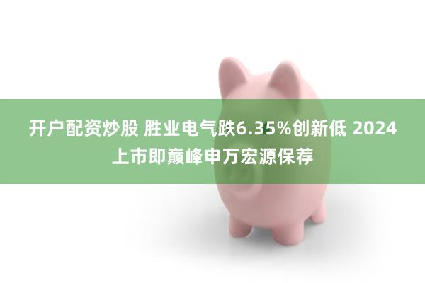 开户配资炒股 胜业电气跌6.35%创新低 2024上市即巅峰申万宏源保荐