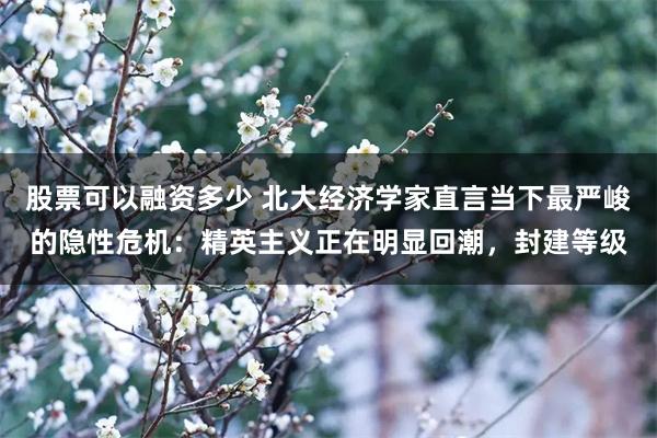股票可以融资多少 北大经济学家直言当下最严峻的隐性危机:精英主义正在明显回潮,封建等级