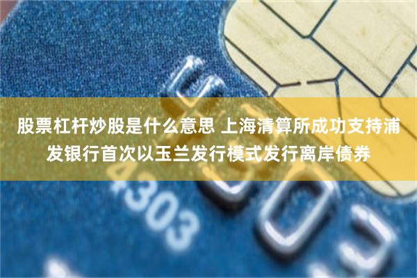 股票杠杆炒股是什么意思 上海清算所成功支持浦发银行首次以玉兰发行模式发行离岸债券