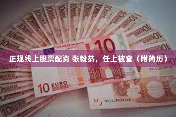 正规线上股票配资 张毅恭，任上被查（附简历）