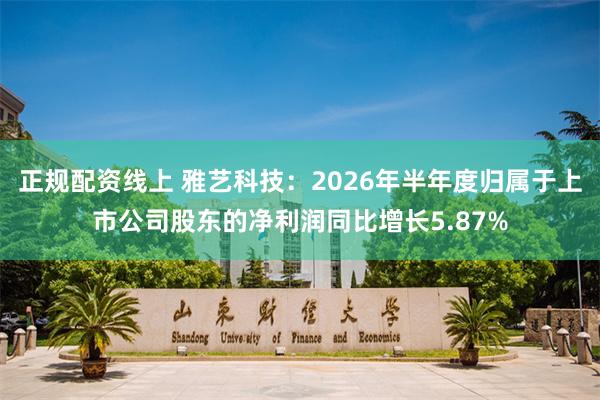 正规配资线上 雅艺科技:2026年半年度归属于上市公司股东的净利润同比增长5.87%