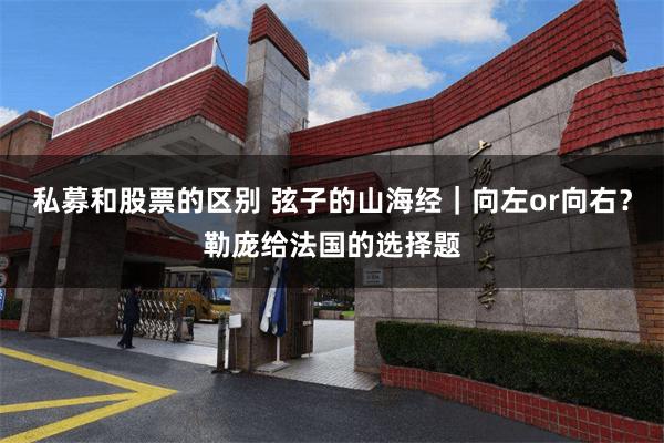 私募和股票的区别 弦子的山海经｜向左or向右？勒庞给法国的选择题