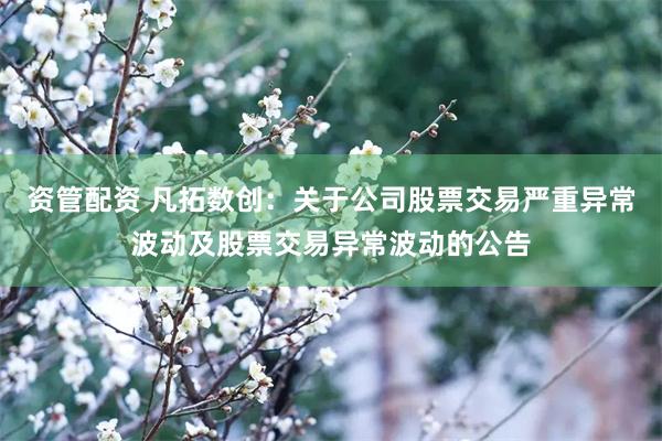 资管配资 凡拓数创：关于公司股票交易严重异常波动及股票交易异常波动的公告